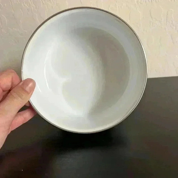 Vintage Metal Enamel Kitchen Storage Bowls Stacking With Vegetable Print - Picture 3 of 9